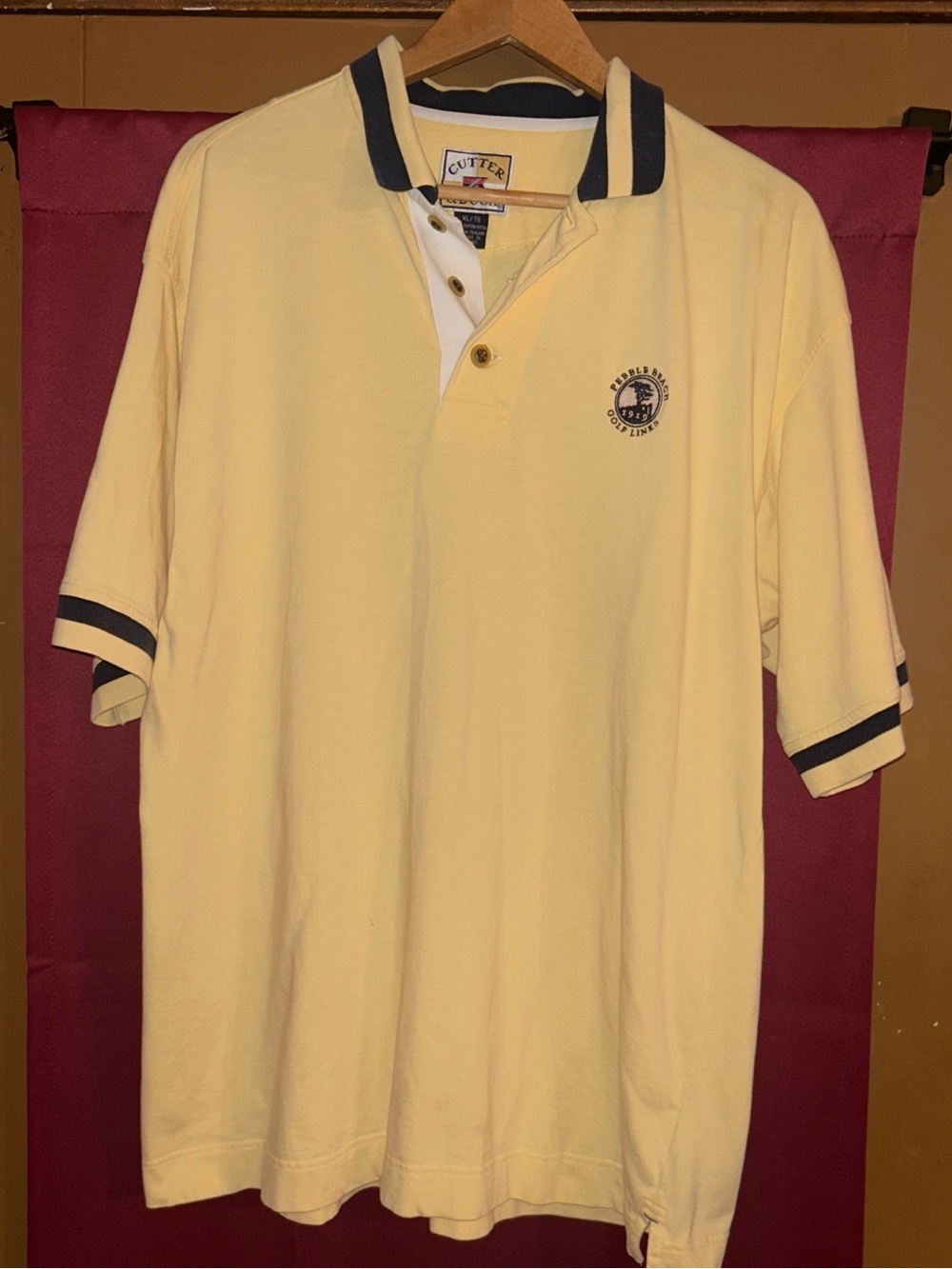 Cutter & Buck Pale Yellow Polo with Navy Trim